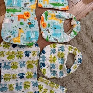 Colorful Animal Print Baby Bib Set